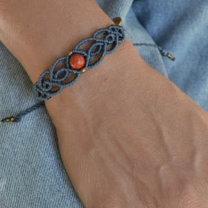 Boho μακραμέ βραχιόλι denim