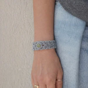 Boho μακραμέ βραχιόλι γκρι