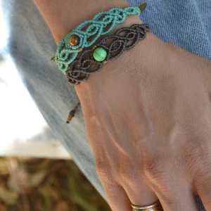 Boho μακραμέ βραχιόλι μέντα